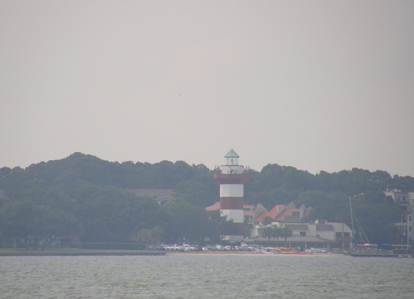 Hazy photo of lighthouse at Hilton Head, South Carolina