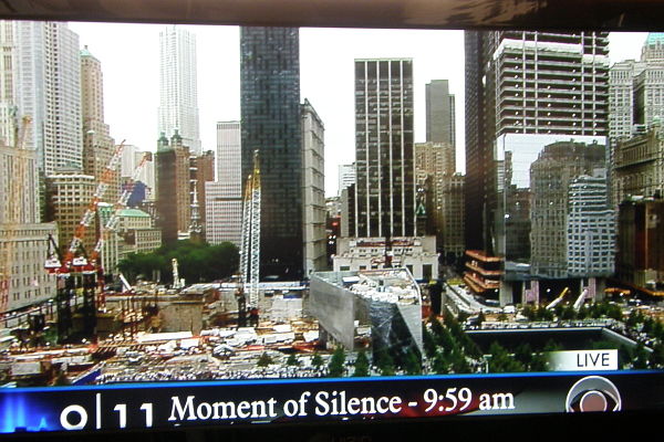 Shot of my tv at 9:59 am on the 10 year memorial of September 11.