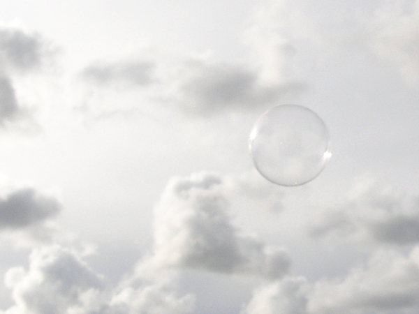 Soap bubble floating in the air