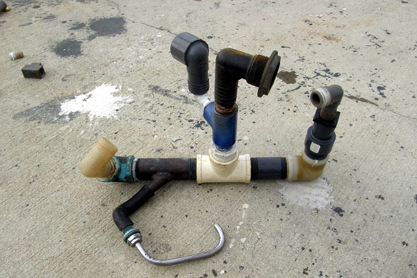 Construction of old pipes and plumbing fittings