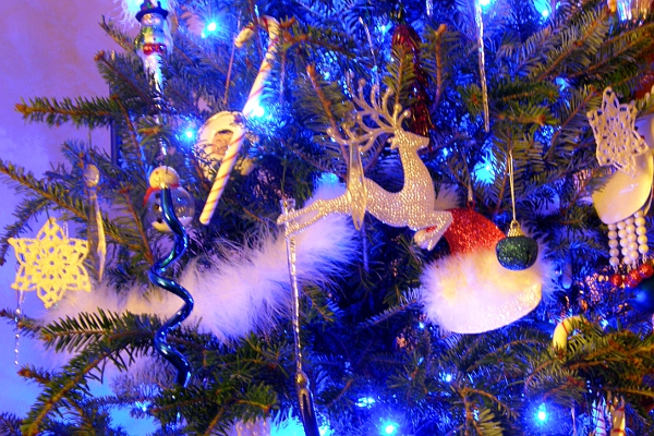 Christmas tree with blue lights