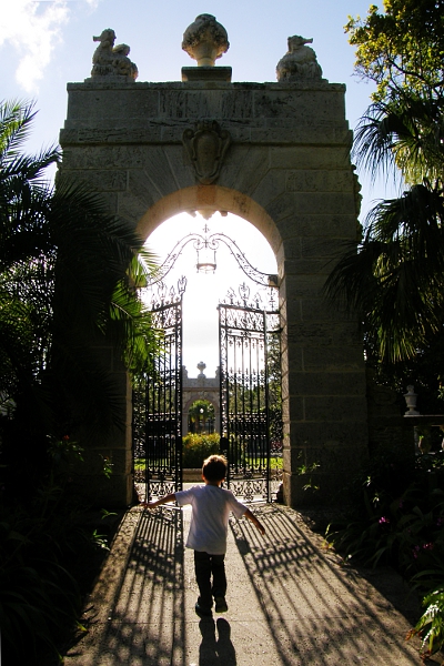 Boy walking to gate at Vizcaya