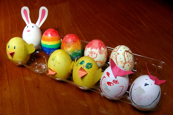 Decorated hard boiled eggs
