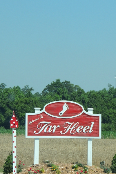 Sign for Tar Heel, NC