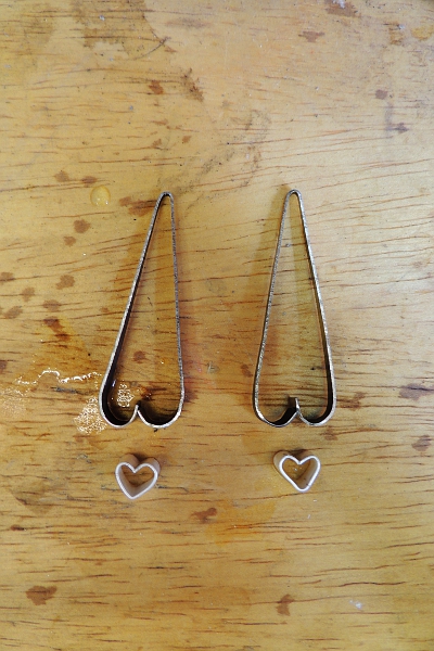 Heart shaped earrings in the making