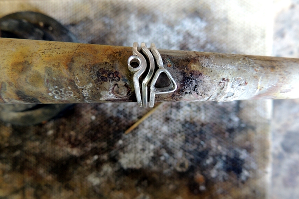 Work process photo of sterling silver stacking rings