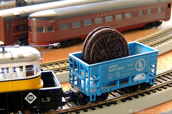 Cookie in ho scale model train car