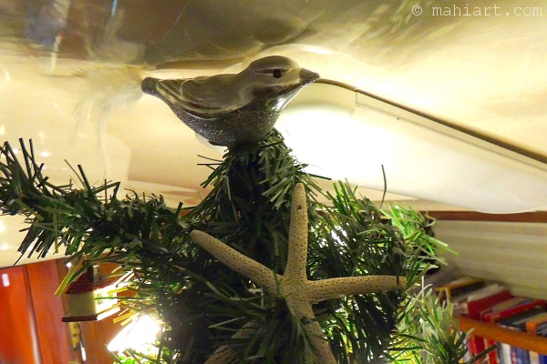 Christmas treetop with starfish and angry bird