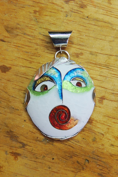 Enamel piece by Chris Hierholzer set in custom pendant by me