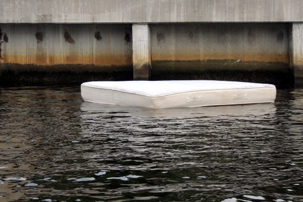 Mattress floating in the Miami River