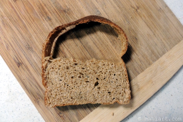 Slice of bread with large air pocket