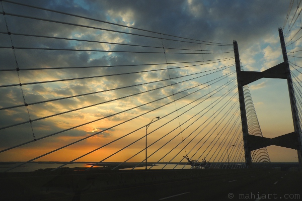 Dames Point Bridge in Jacksonville, Florida at sunset