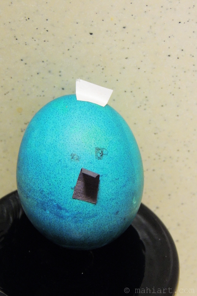 Easter egg made by 7 year old to look like one of his favorite cartoon characters Quack from Peep and the Big Wide World