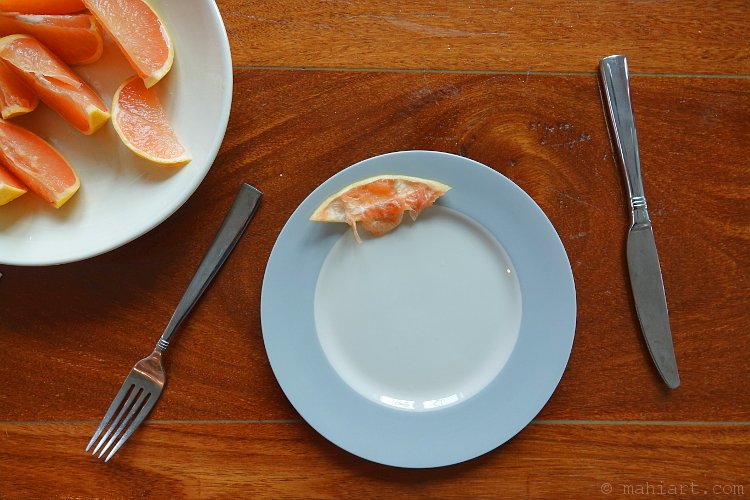 On the breakfast table.