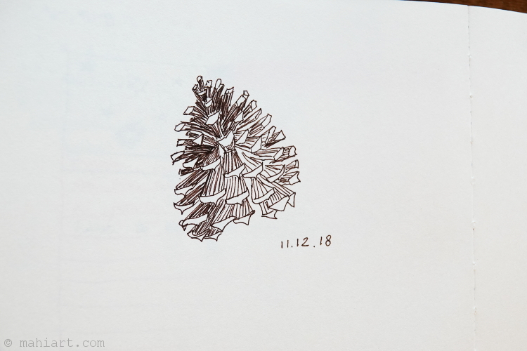 Today’s tiny sketch: pine cone.